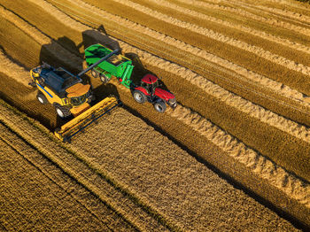 High angle view of tractor on field