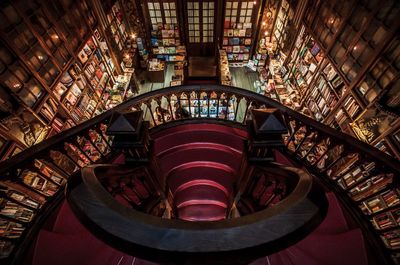 High angle view of steps and staircases in library