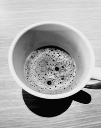 High angle view of coffee on table