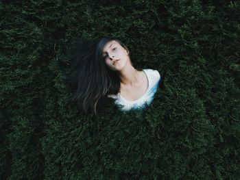 Young woman in tree