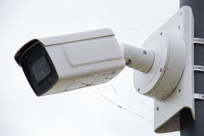 Surveillance camera in the area, street security, face recognition. security system