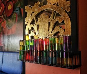 Close-up of paintbrushes on table