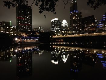 City lit up at night