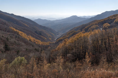 Scenic view of the autumn mountains