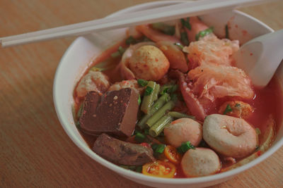 Close-up of food in bowl on table