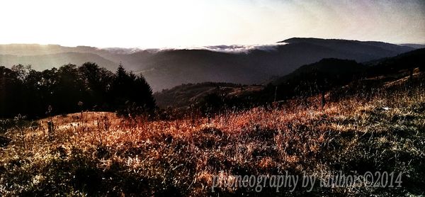 Scenic view of mountains against sky