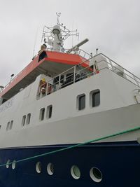 Low angle view of ship against sky