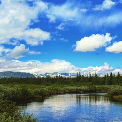 Scenic view of lake against sky