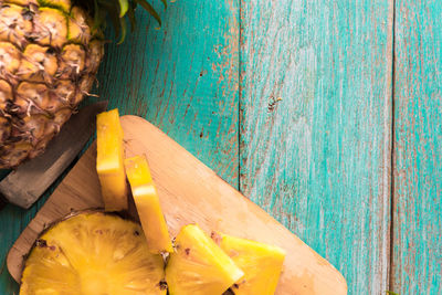 Close-up of fruits on wood