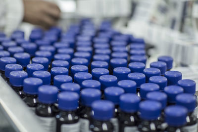 Pharmaceutical bottles on conveyor belt