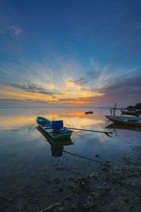 Scenic view of sea against sky at sunset