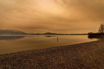 Scenic view of sea against sky during sahara dust