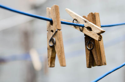Close-up of clothesline