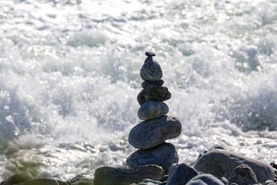 Stack of stones on beach