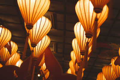 Low angle view of illuminated lanterns