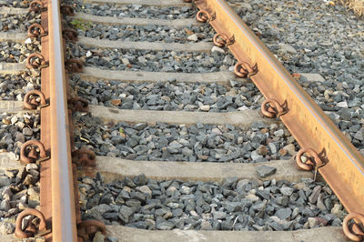 High angle view of railroad tracks