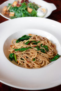 High angle view of meal served in bowl