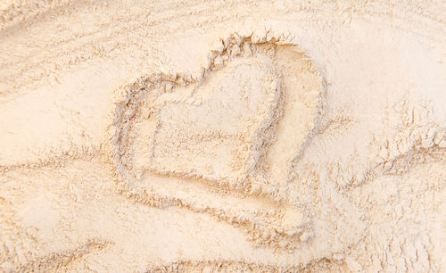 High angle view of footprints on sand