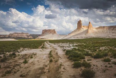 Panoramic view of desert against sky
