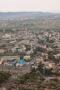 High angle view of townscape against sky