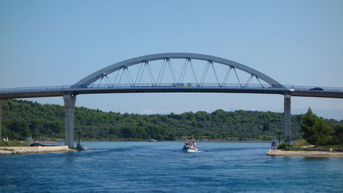 Bridge over river against clear sky