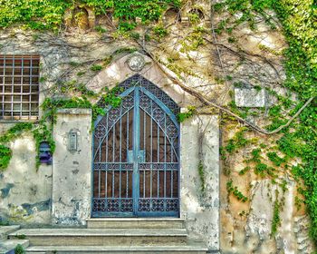 Closed door of old building