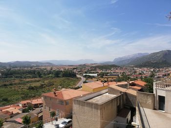 High angle view of townscape against sky