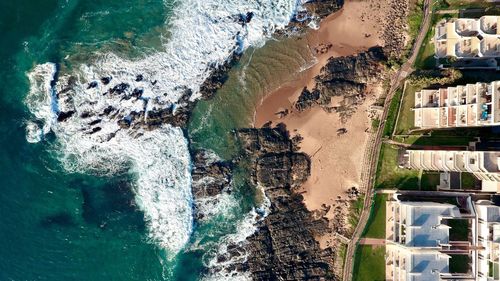 High angle view of sea waves