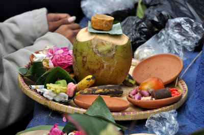 One of the types of offerings used by an indigenous group in west java, indonesia