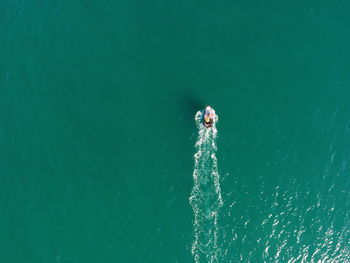 High angle view of boat in water