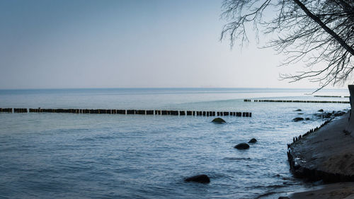 Scenic view of sea against clear sky