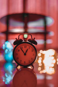 Close-up of illuminated clock