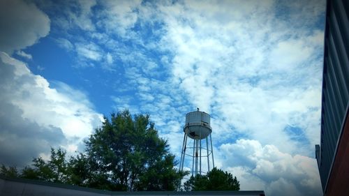 Low angle view of water tower against sky