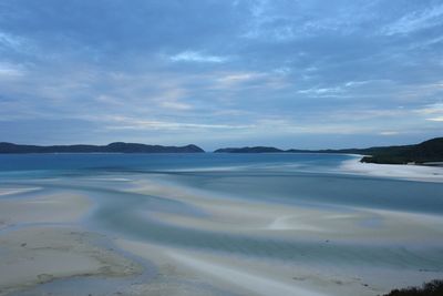 Scenic view of sea against cloudy sky