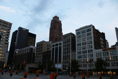 Low angle view of skyscrapers against sky