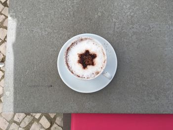 High angle view of coffee on table