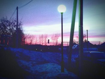 Illuminated trees against sky