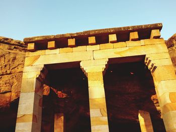 Low angle view of historical building against clear sky