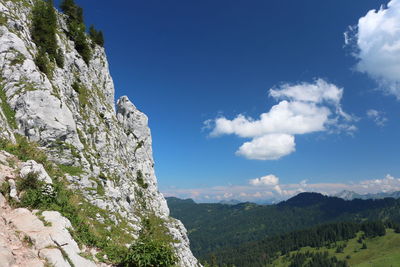 Low angle view of rocks against sky