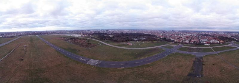 High angle view of cityscape against sky