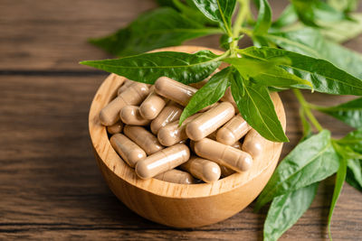 Close-up of pills on table