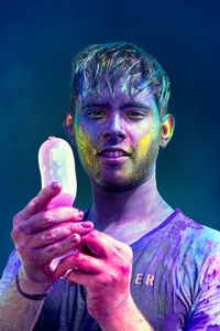 Close-up of man drinking water