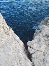 Close-up high angle view of sea