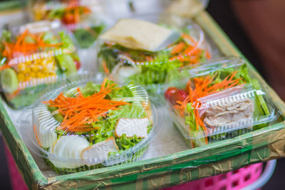 High angle view of sushi in plate