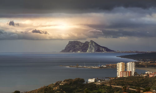 Scenic view of sea against cloudy sky