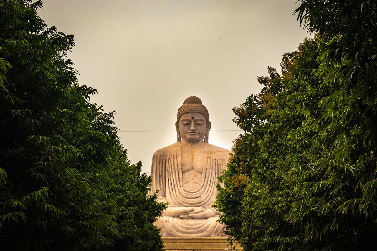 STATUE OF TEMPLE AGAINST TREES