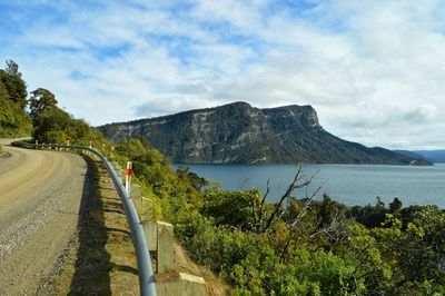 Scenic view of sea against cloudy sky