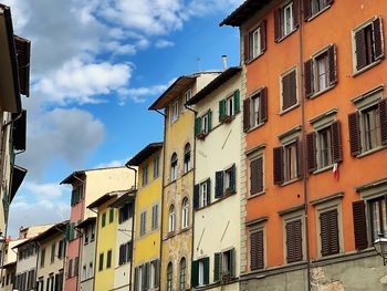 Low angle view of residential buildings against sky