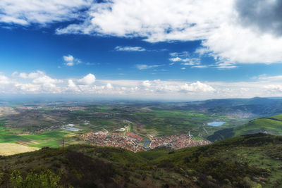 High angle view of landscape against sky