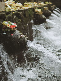 Close-up of frozen water on rock